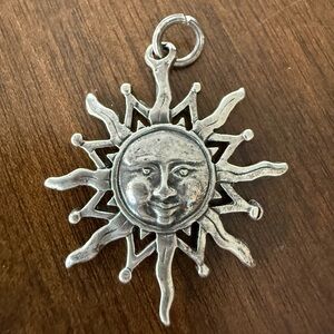 Sterling Silver Sun Face Pendant 925 Celestial Boho Charm